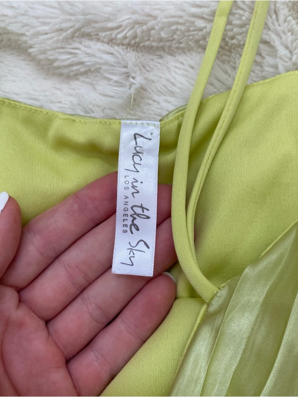 Lucy in the Sky Arabelle pleated bodycon mini dress Lime Green - Picture 7 of 8